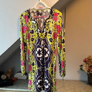 Hale Bob Floral Long Sleeve Dress - Multicolor